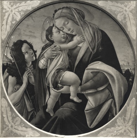 Anonimo — Filipepi Alessandro (Botticelli Sandro) - bottega - sec. XV - Madonna con Bambino e san Giovannino — insieme
